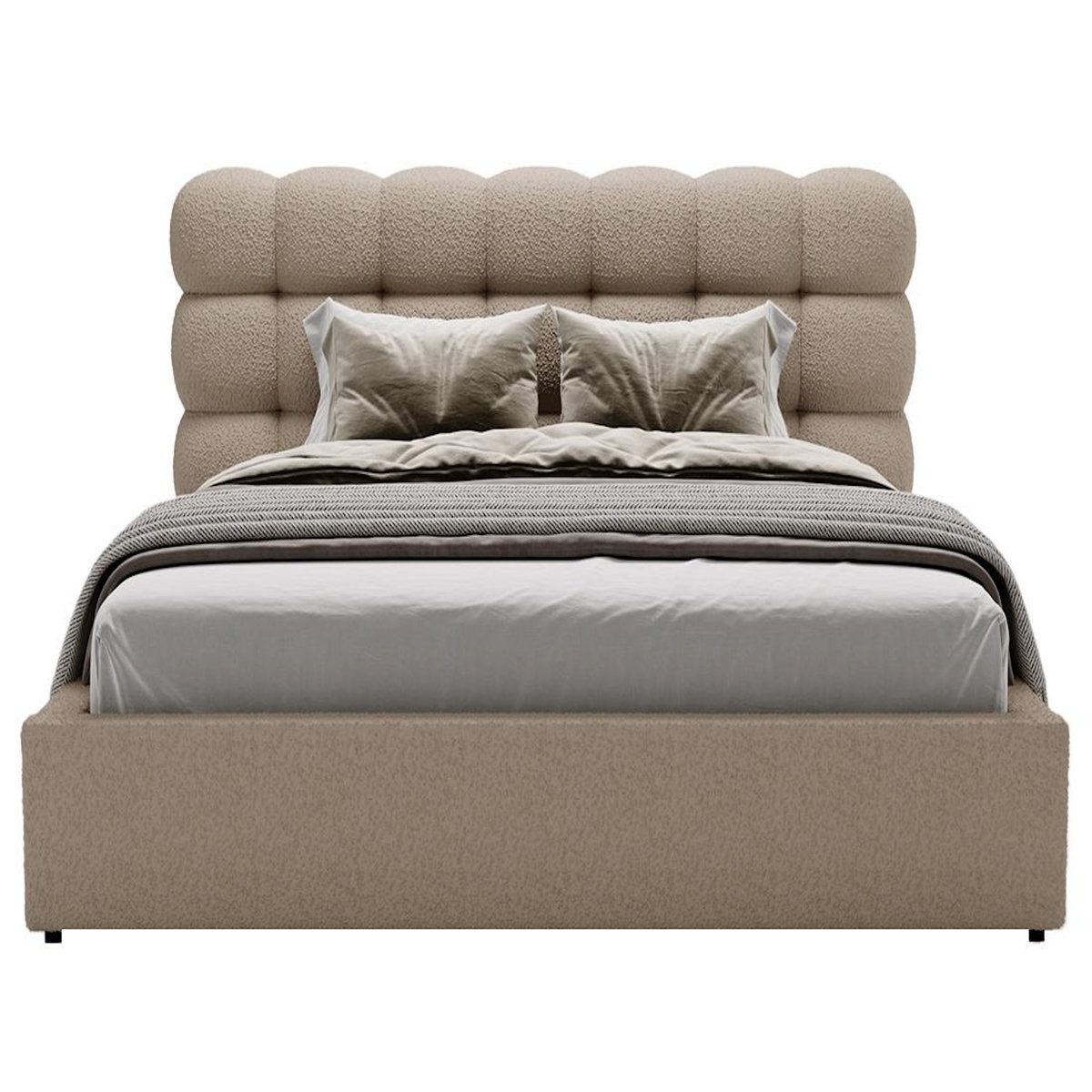 BEST MOBILIER Lotus - lit coffre - 180x200 cm - sommier inclus - en tissu bouclette