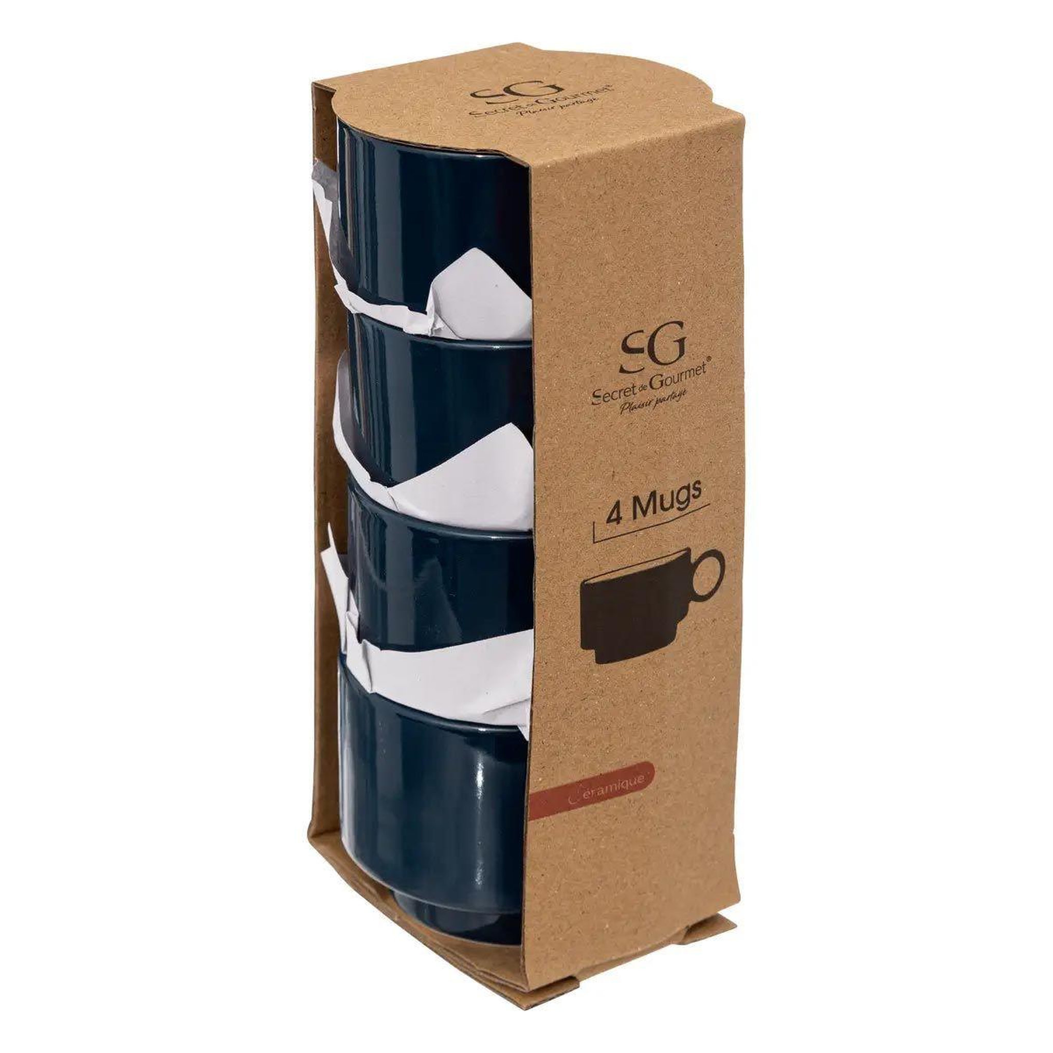Voir la diapositive 3 : SECRET DE GOURMET Lot de 4 tasses à café  anne  10cl bleu encre