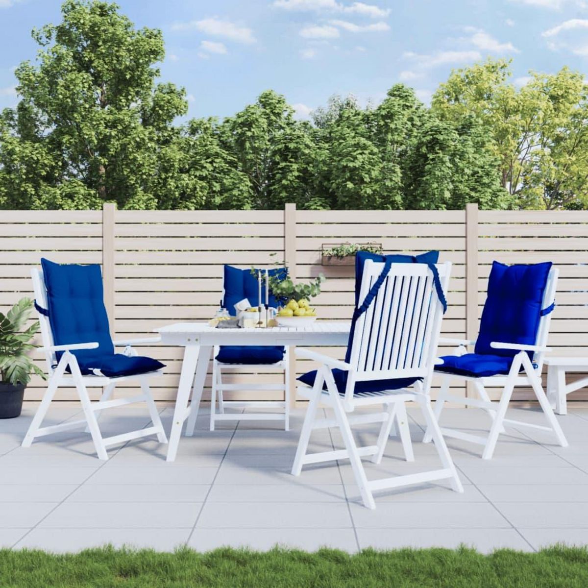 VIDAXL Coussins de chaise a dossier haut lot de 4 bleu royal
