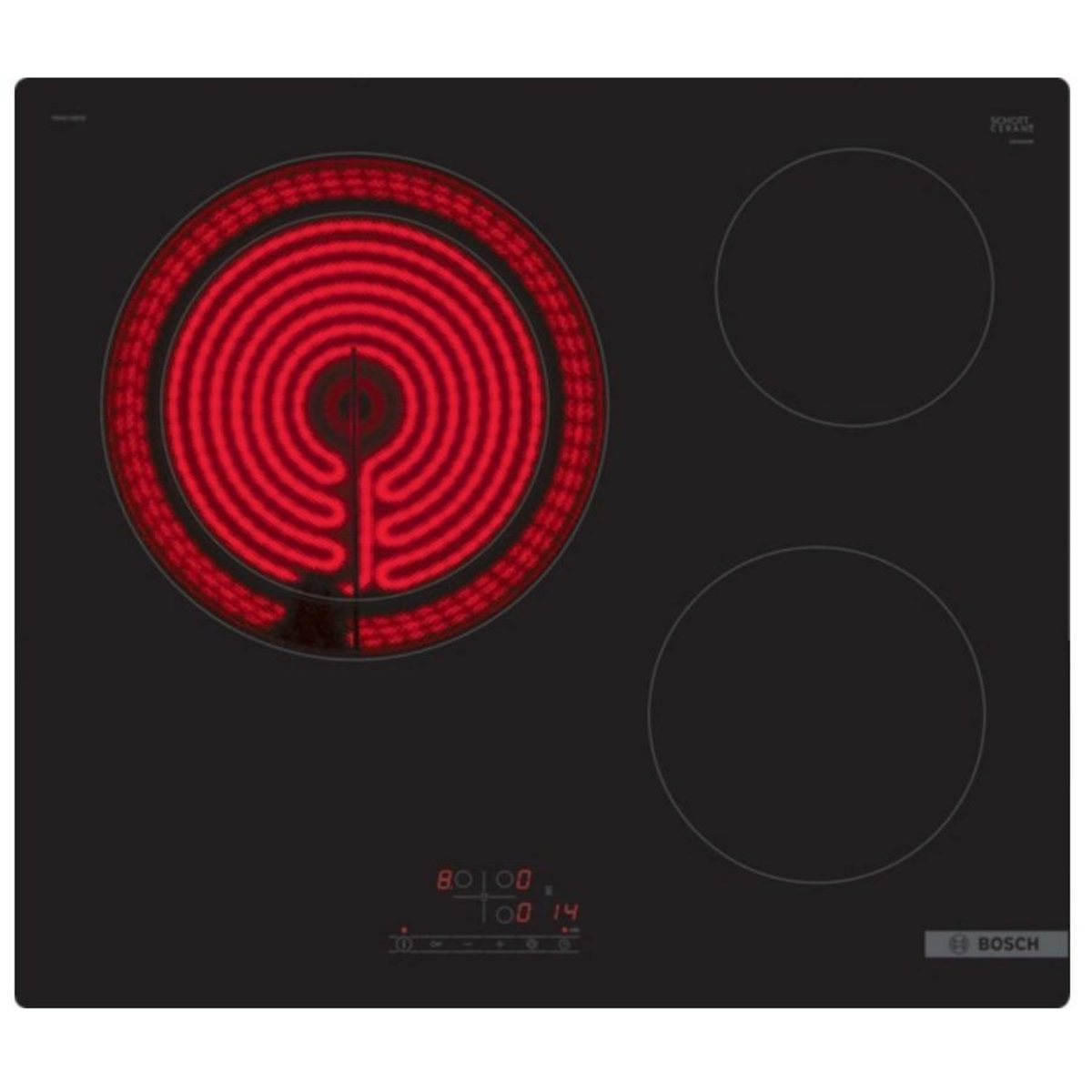 BOSCH Table de cuisson vitrocéramique 60cm 3 feux 5700w noir - PKK611BB8E