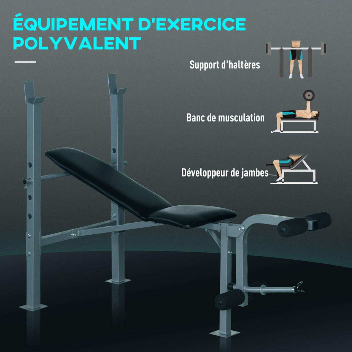 HOMCOM Banc de musculation Fitness entrainement complet dossier réglable curler