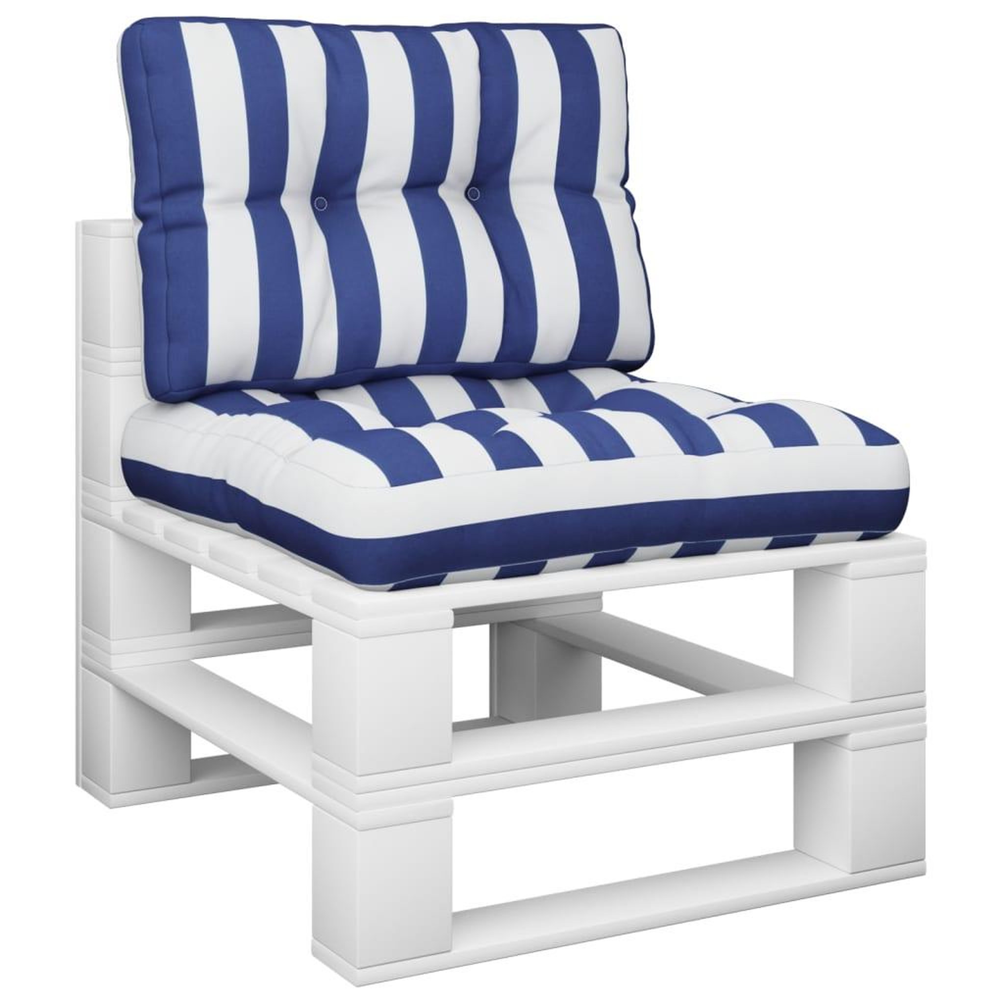 Voir la diapositive 2 : VIDAXL Coussins de palette lot de 2 rayures bleues/blanches tissu