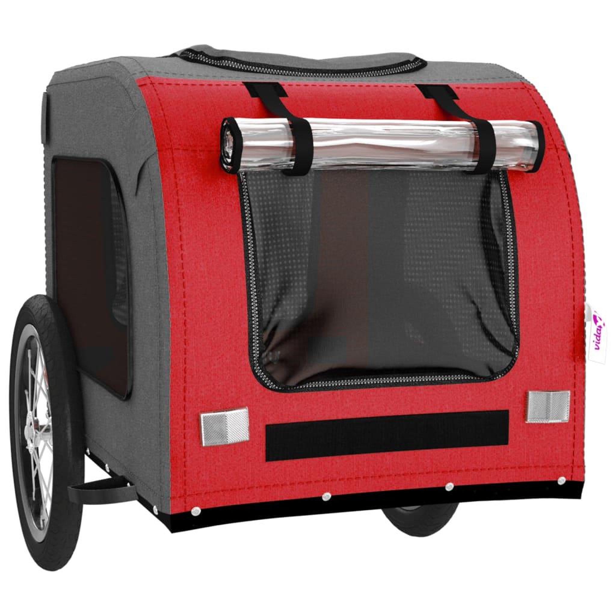 Voir la diapositive 5 : VIDAXL Remorque de velo pour animaux de compagnie rouge et gris