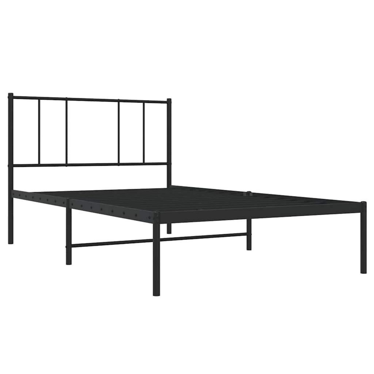 VIDAXL Cadre de lit metal sans matelas avec tete de lit noir 100x190cm