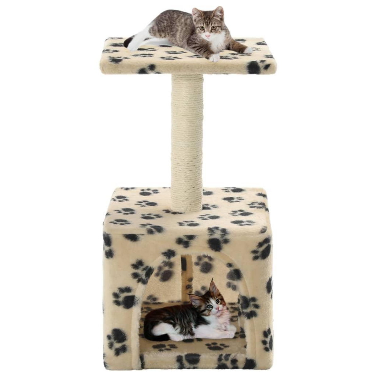 VIDAXL Arbre a chat avec griffoirs en sisal 55 cm Beige Motif de pattes