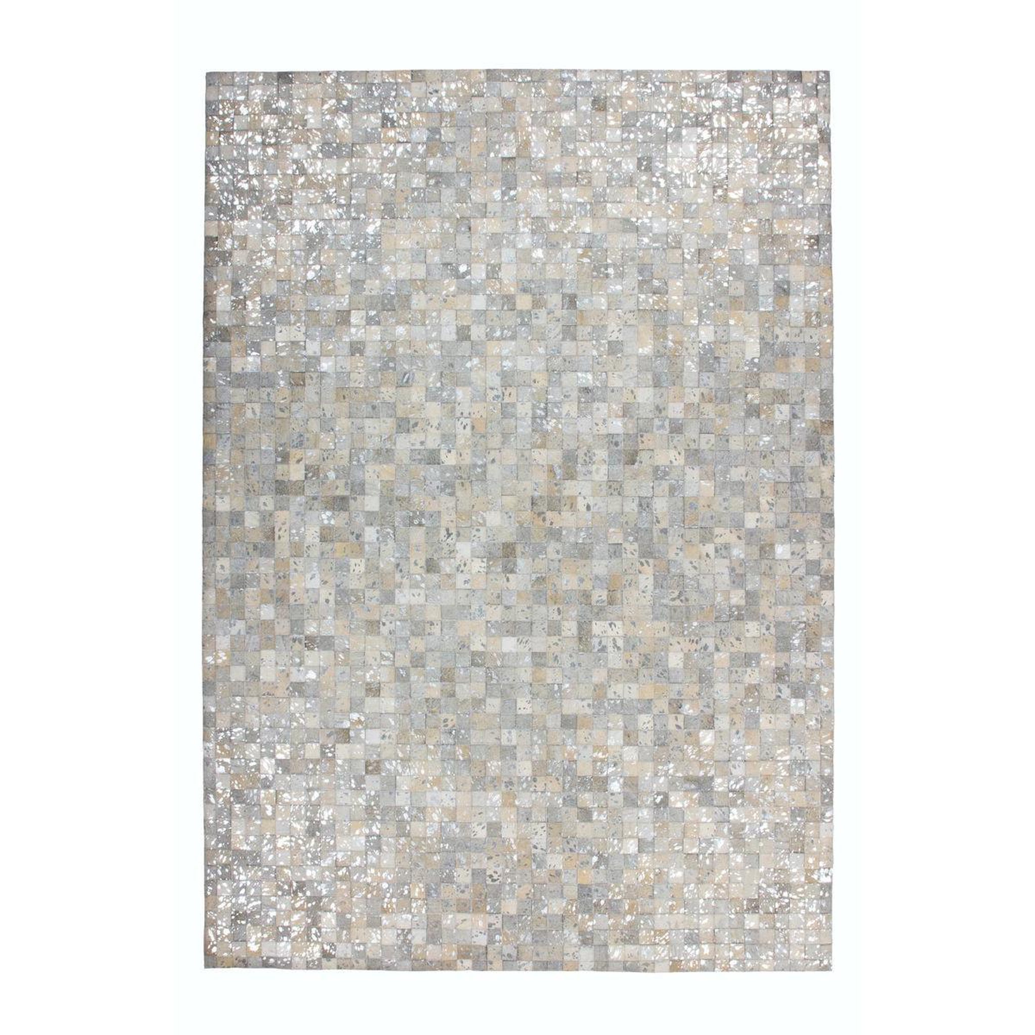 Voir la diapositive 1 : Paris Prix Tapis Patchwork en Cuir  Rocket  Gris & Argent