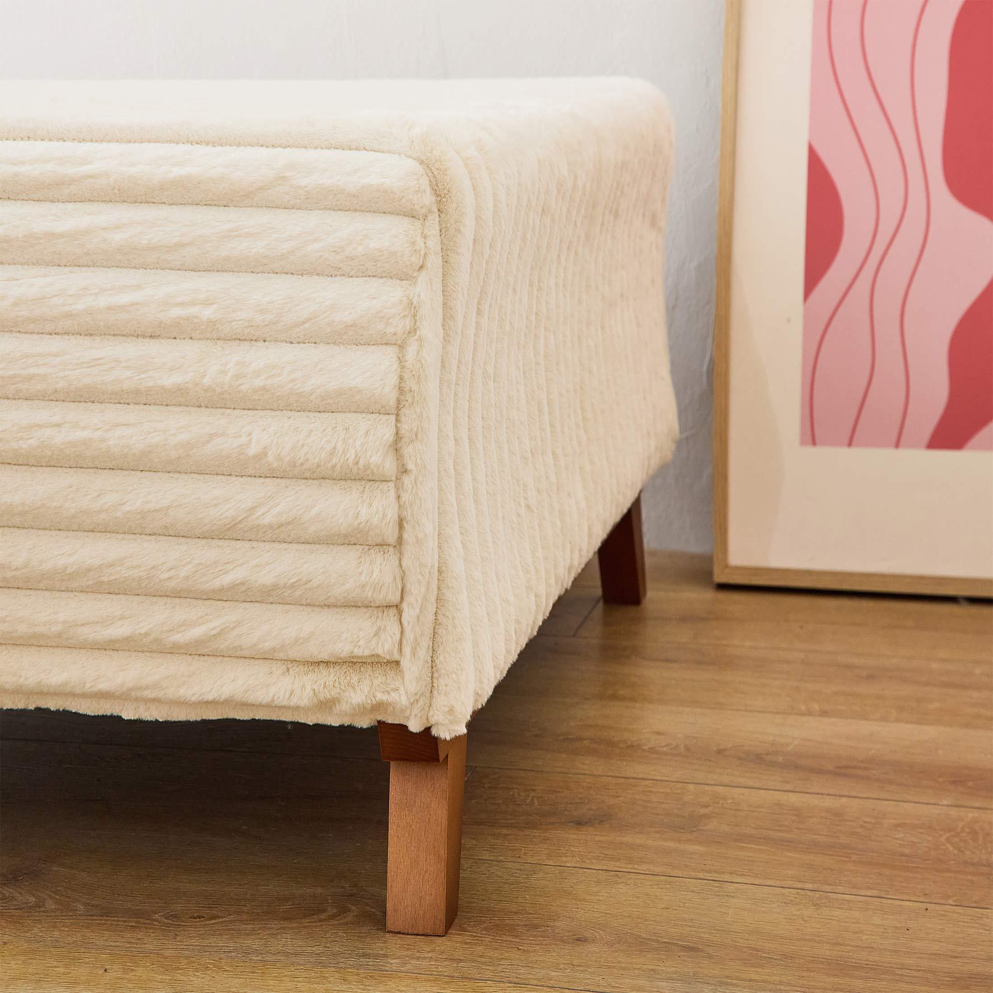 Voir la diapositive 3 : BEST MOBILIER Cristal - pouf modulable - 65 cm - en fausse fourrure côtelée