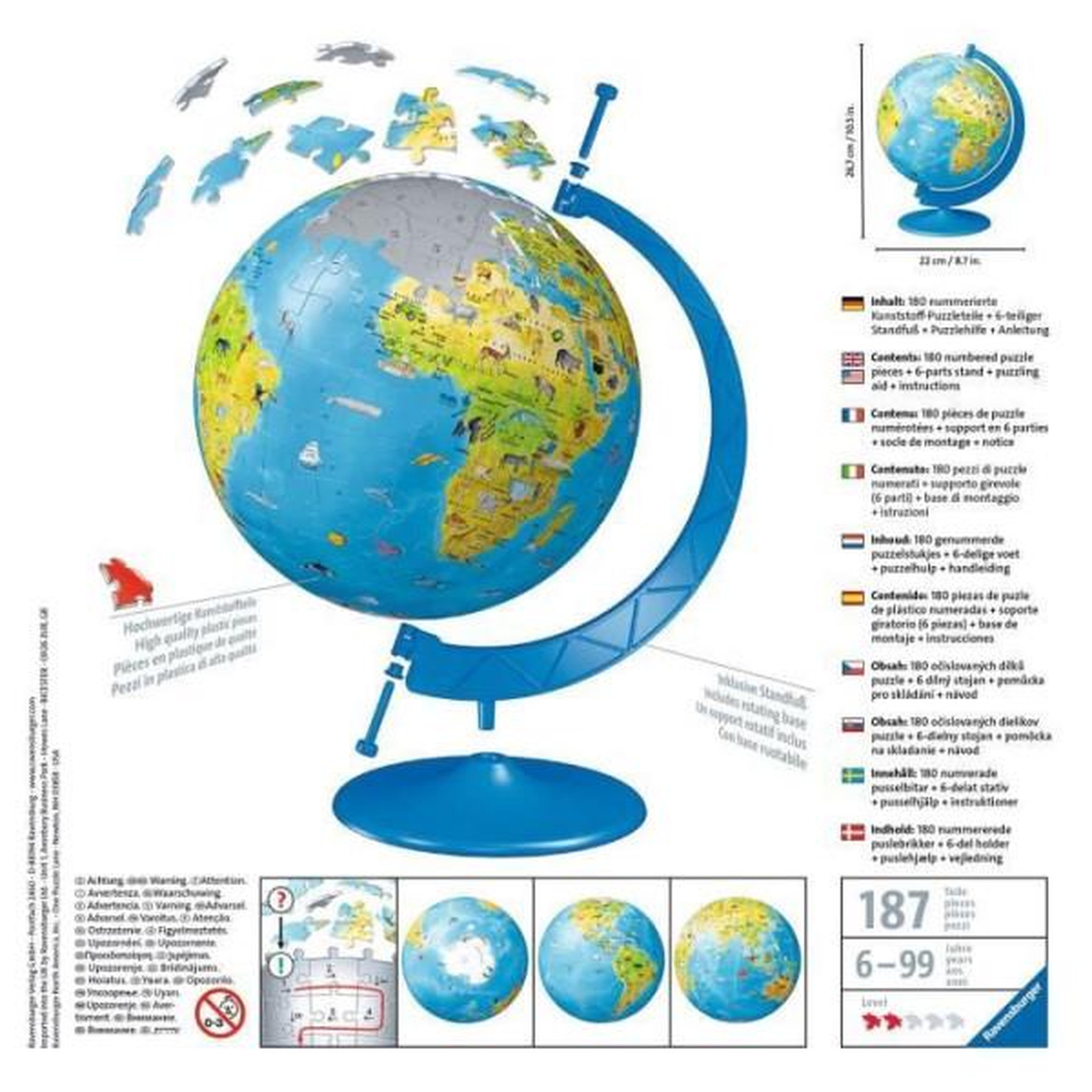Voir la diapositive 3 : RAVENSBURGER Puzzle 3d globe terrestre 180 pieces - ravensburger - éducatif - sans colle - des 7 ans