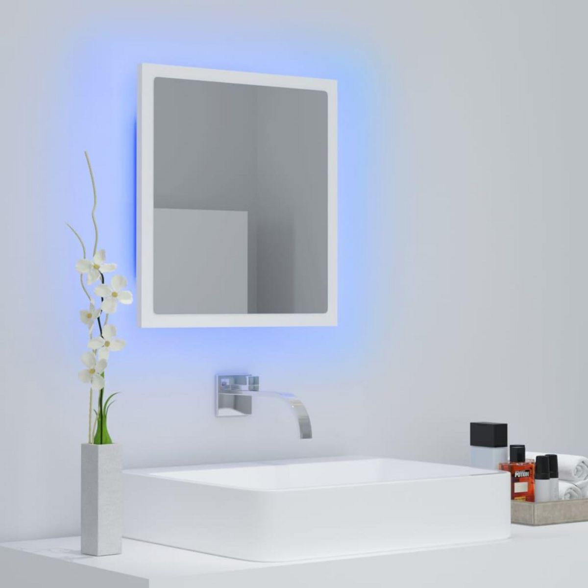 VIDAXL Miroir a LED de salle de bain Blanc 40x8,5x37 cm Acrylique