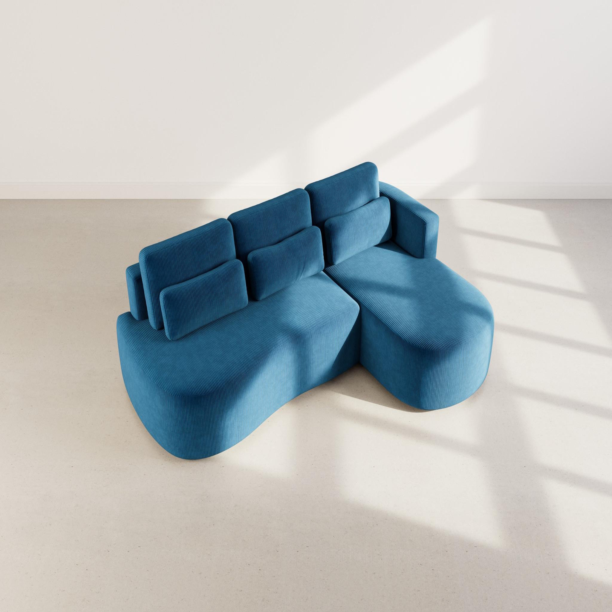 Voir la diapositive 6 : BEST MOBILIER Mahina - canapé d'angle droit 4 places convertible avec coffre en velours côtelé