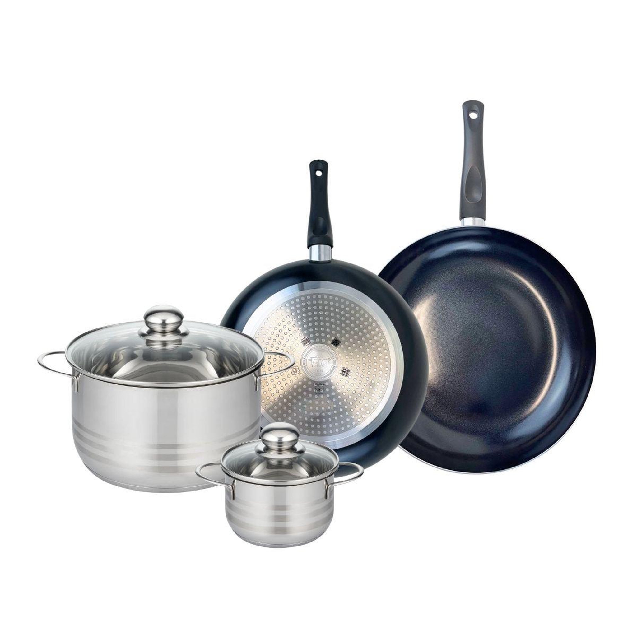 ELO Ensemble de 2 poêles de cuisson 28 et 32 cm et 2 faitouts 14 et 24 cm elo prima brillant