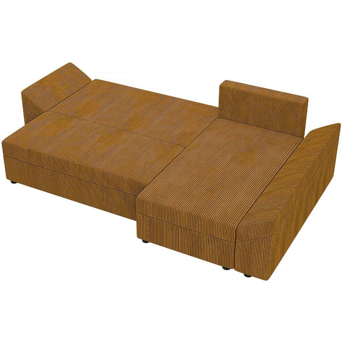 Habitat et Jardin Canapé d'angle convertible avec coffre  Vaugirard  en velours côtelé - 3 places - Jaune moutarde