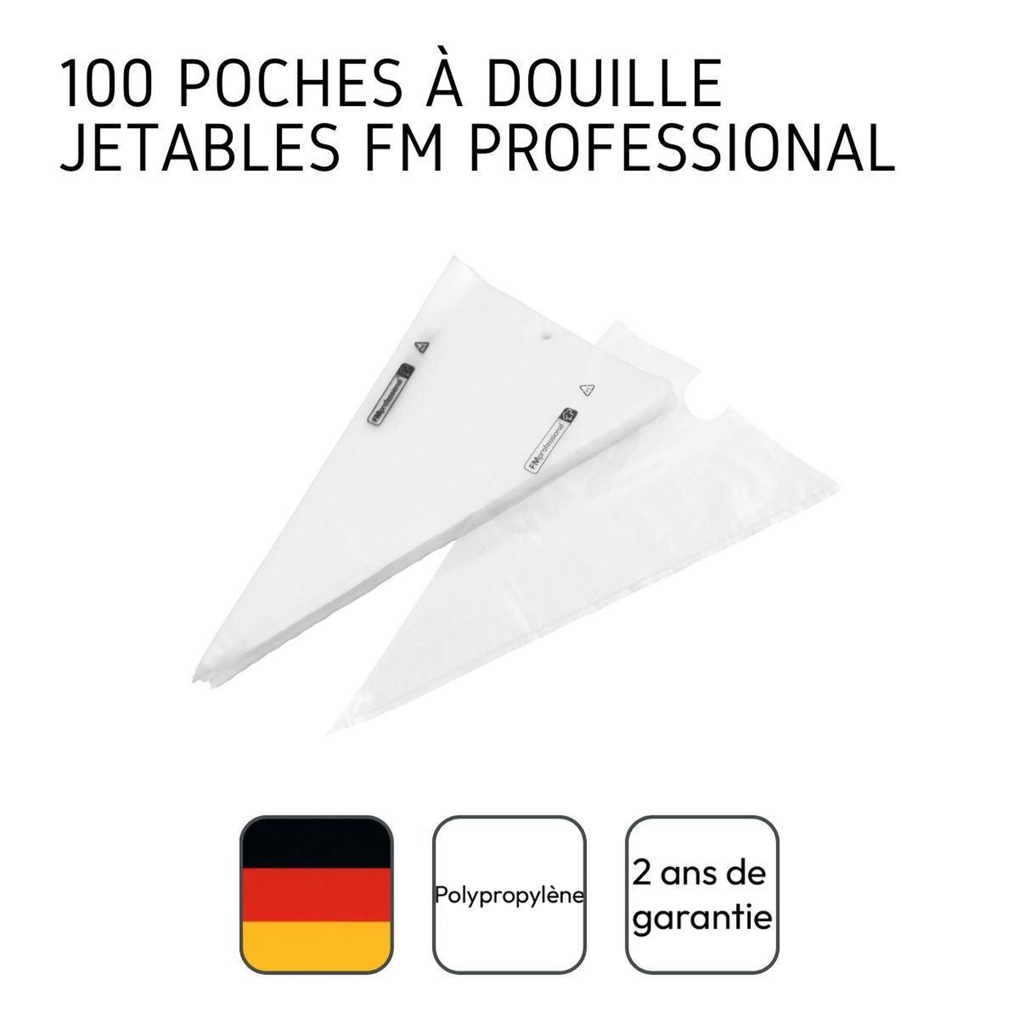 Voir la diapositive 4 : FM PROFESSIONAL Lot de 100 poches à douille jetables 50 cm fm professional