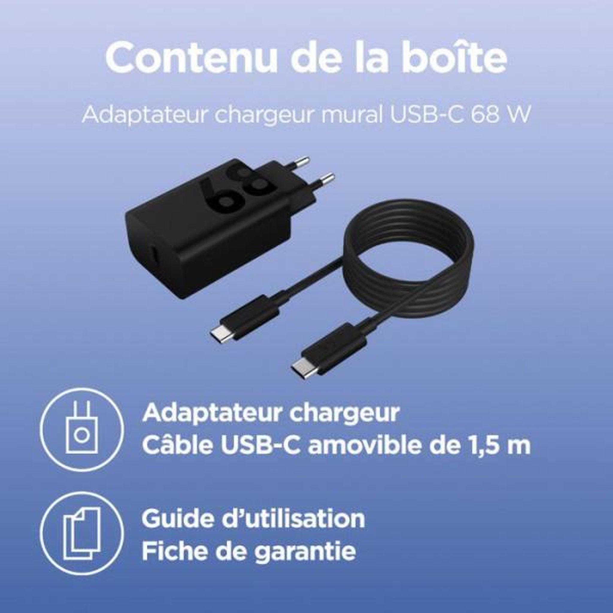 Voir la diapositive 5 : Lenovo Chargeur ordinateur portable 68w usb-c noir