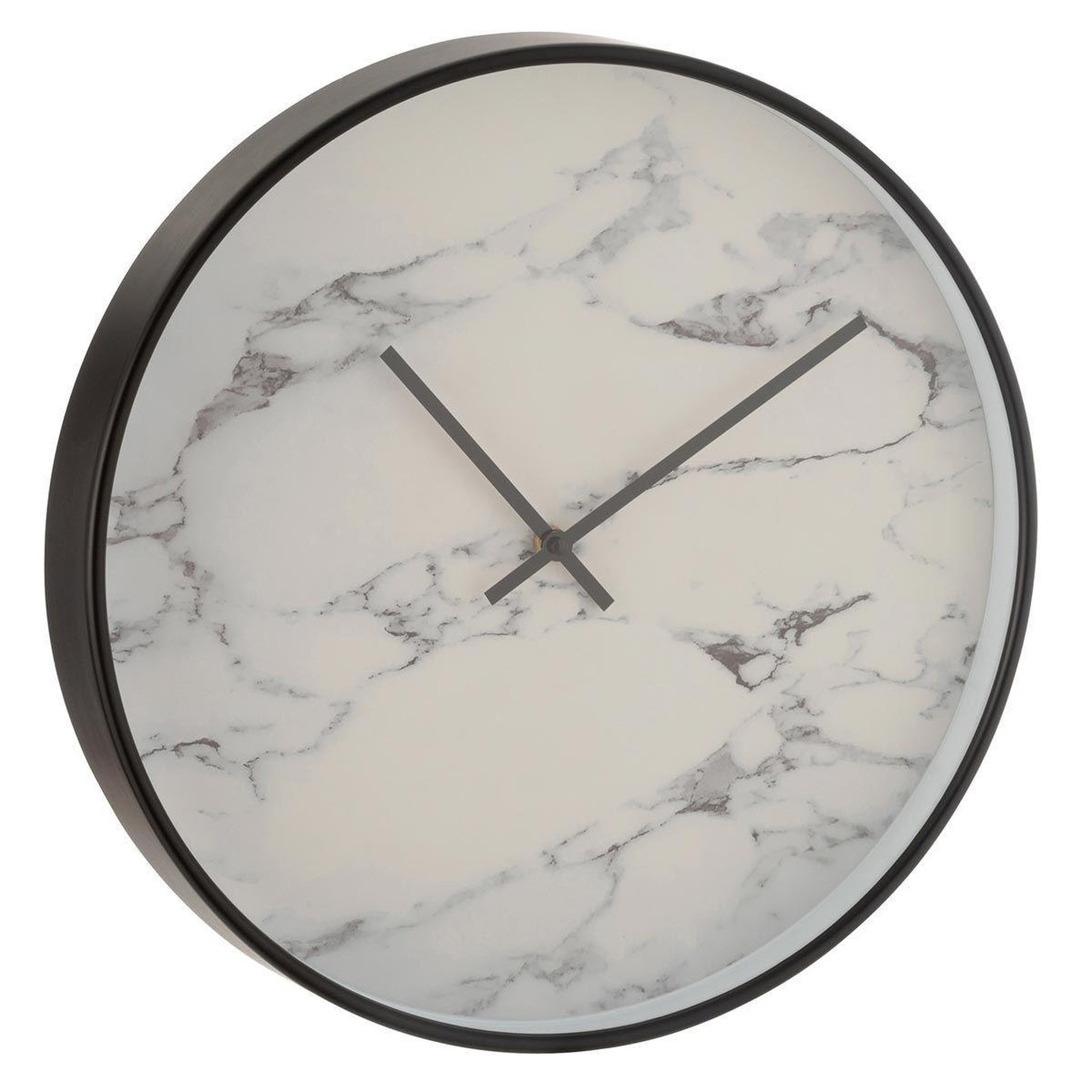 Voir la diapositive 1 : J-LINE Horloge Murale Design  Marbre  40cm Noir