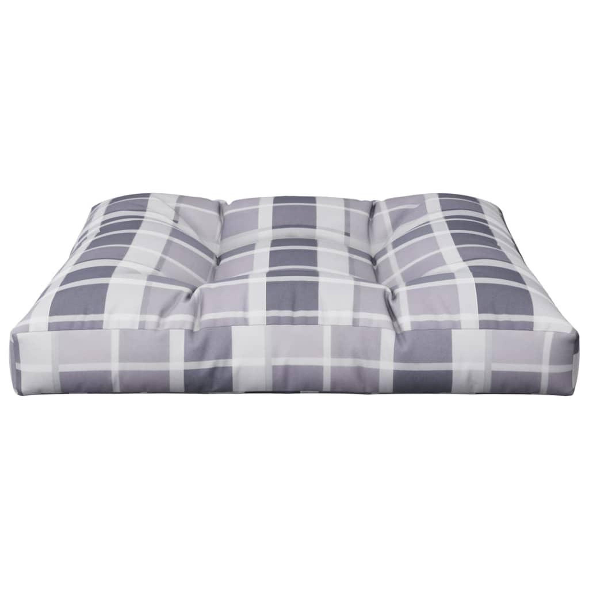 Voir la diapositive 4 : VIDAXL Coussin de palette motif a carreaux gris 80x80x12 cm tissu
