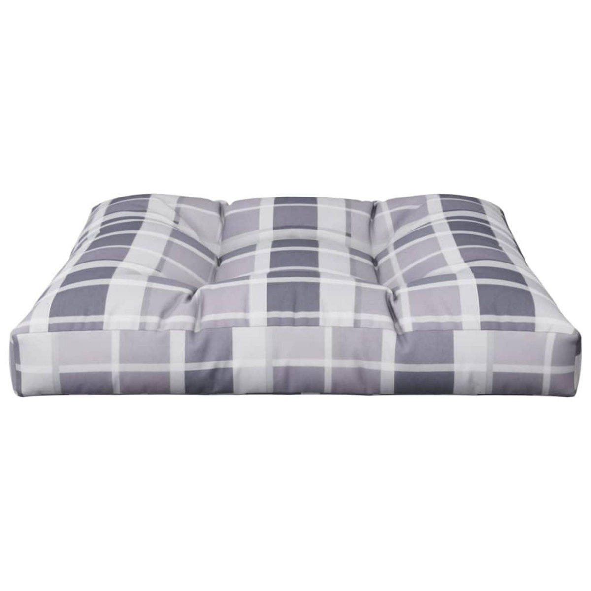 VIDAXL Coussin de palette motif a carreaux gris 80x80x12 cm tissu