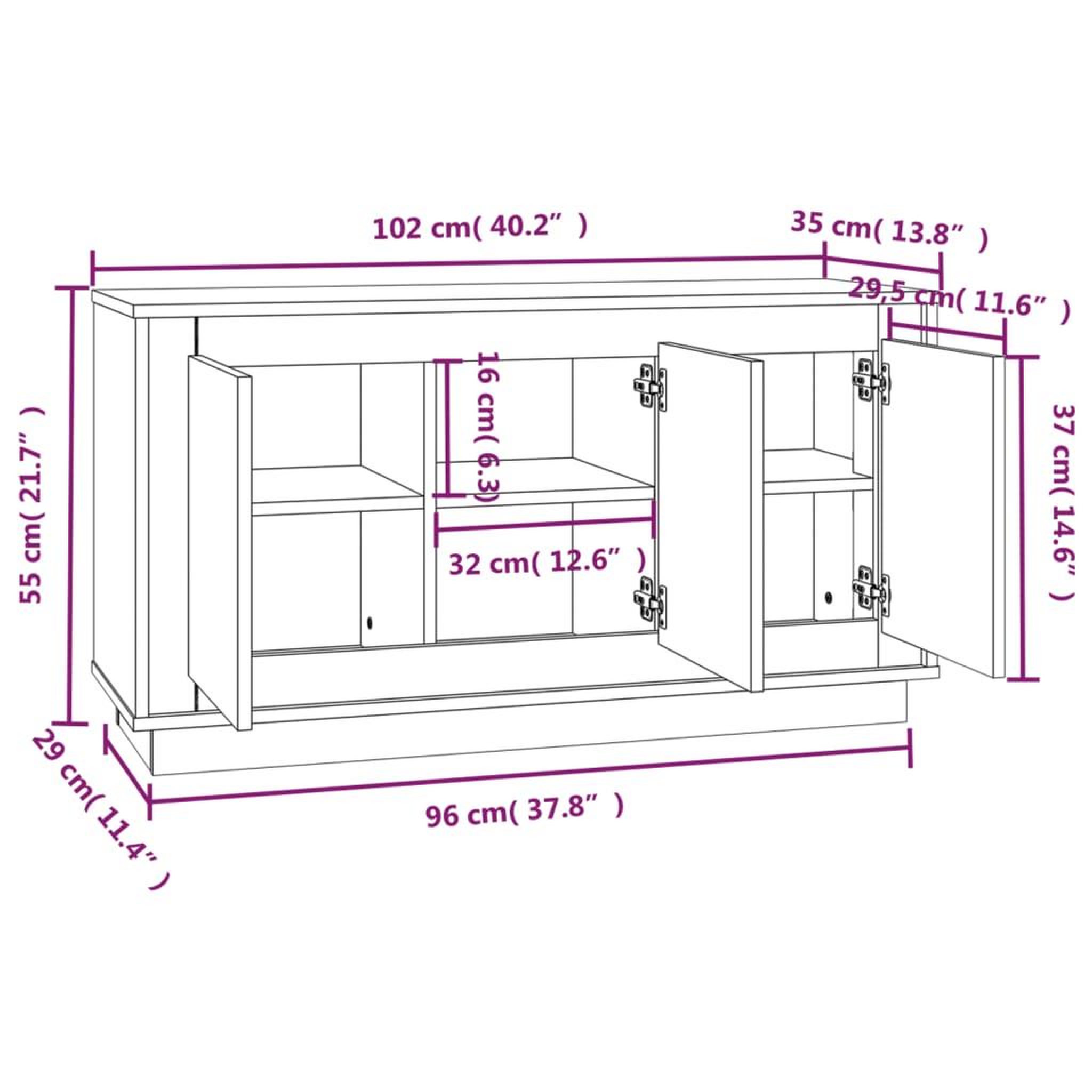 Voir la diapositive 6 : VIDAXL Buffet blanc 102x35x55 cm bois d'ingenierie