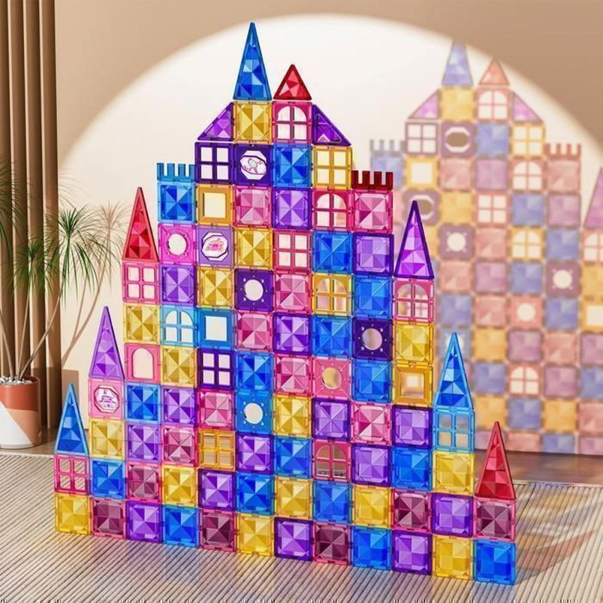 Voir la diapositive 2 : Set de blocs de construction magnétiques éducatifs 97 pièces multicolores STEM pour enfants 3 à 12 ans