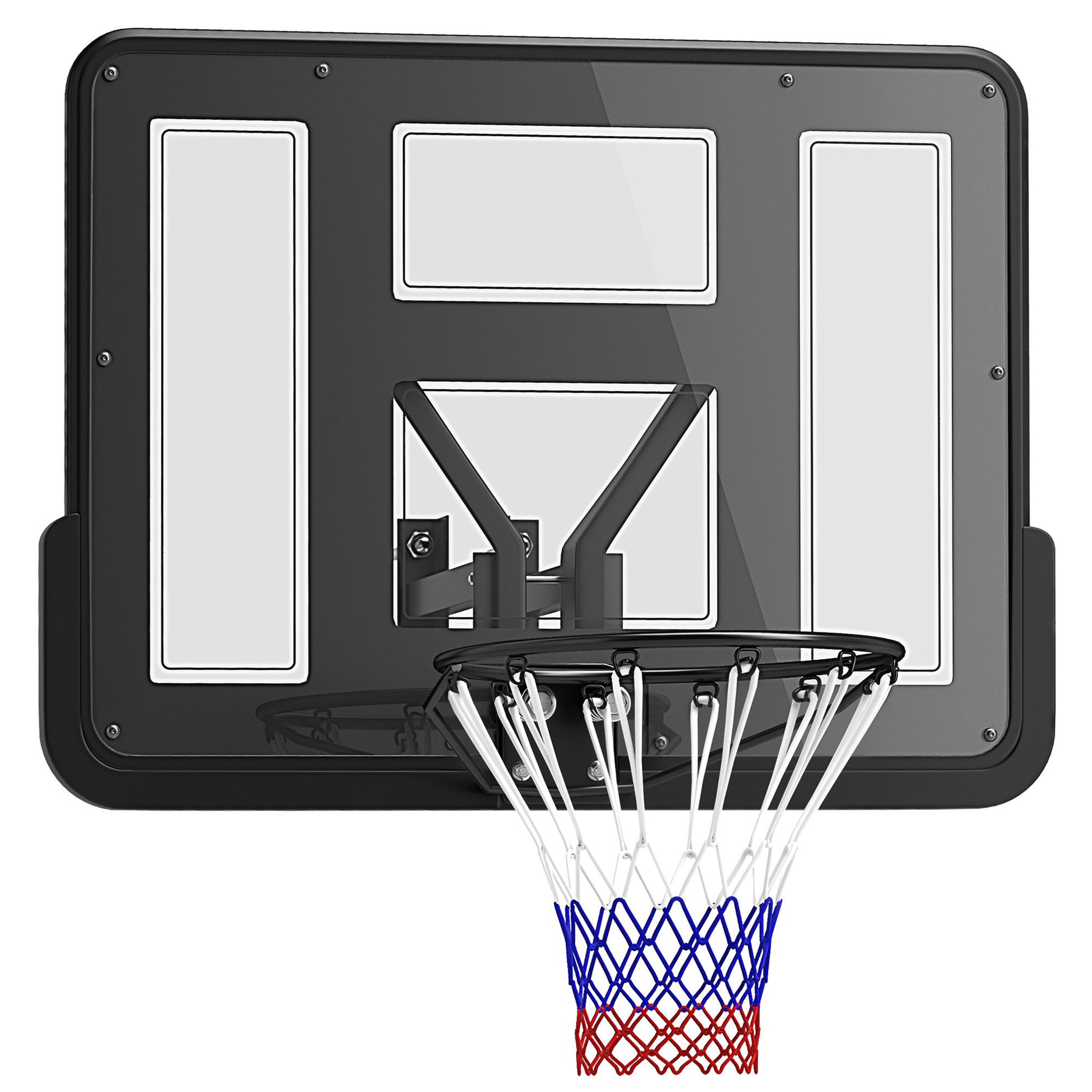 HOMCOM Panier de basket-ball mural - kit fixation murale inclus - acier pvc noir