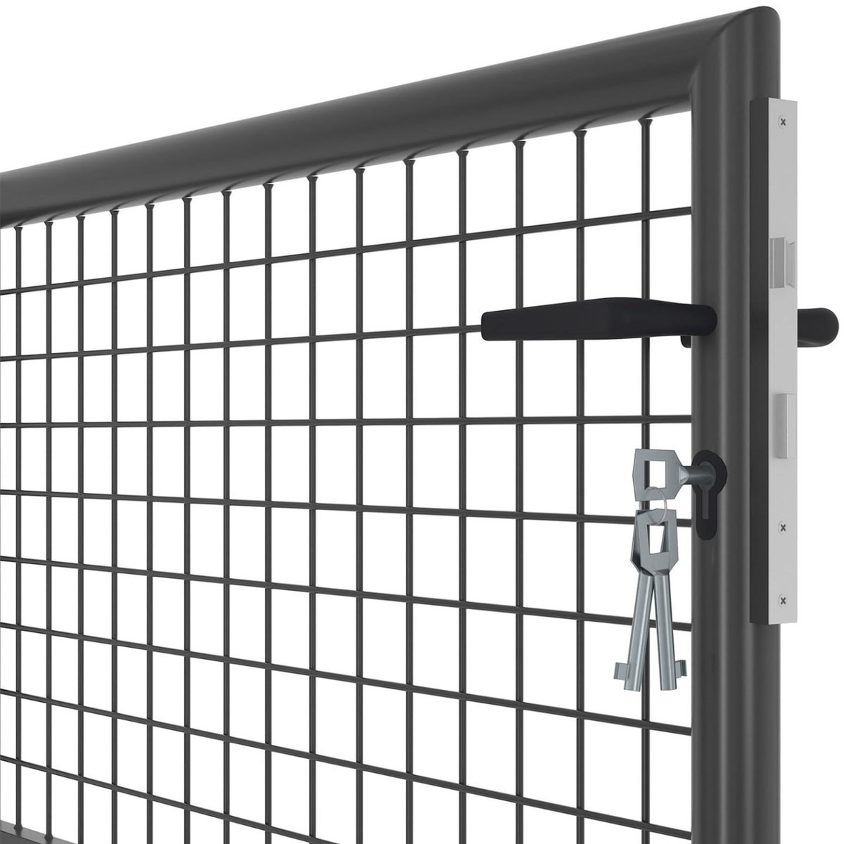 ID MARKET Portillon de jardin 105 x 100 cm en acier avec serrure et poignée gris anthracite