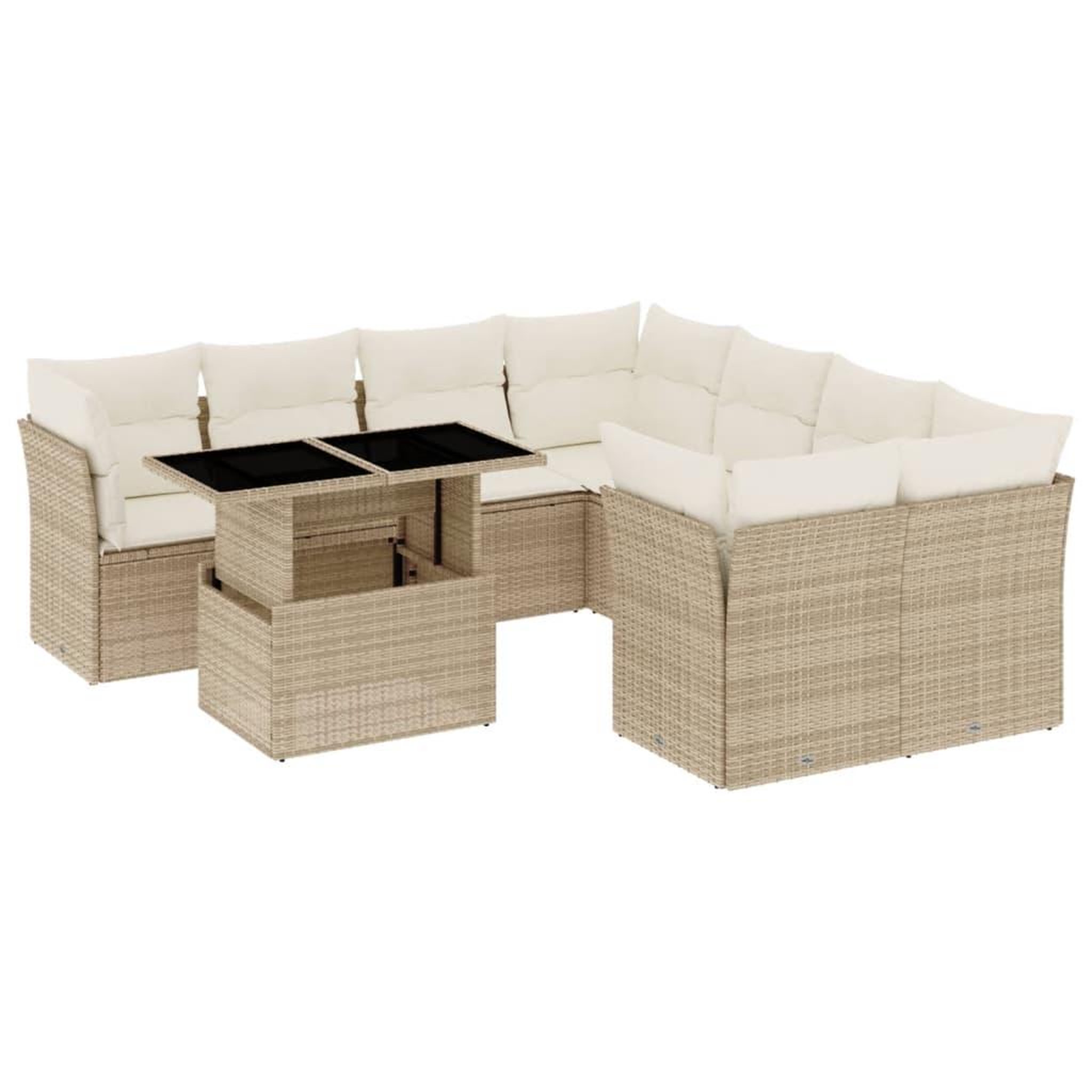 Voir la diapositive 2 : VIDAXL Salon de jardin avec coussins 9 pcs beige resine tressee