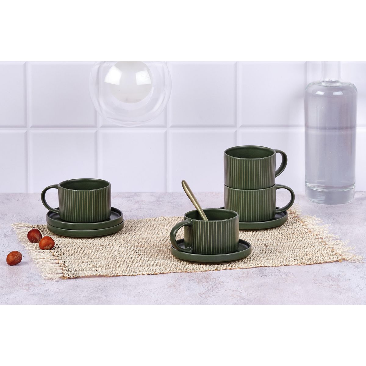BJORN Tasse SCANDI 15cl et soucoupe Ø12cm - 8 pièces - Olive