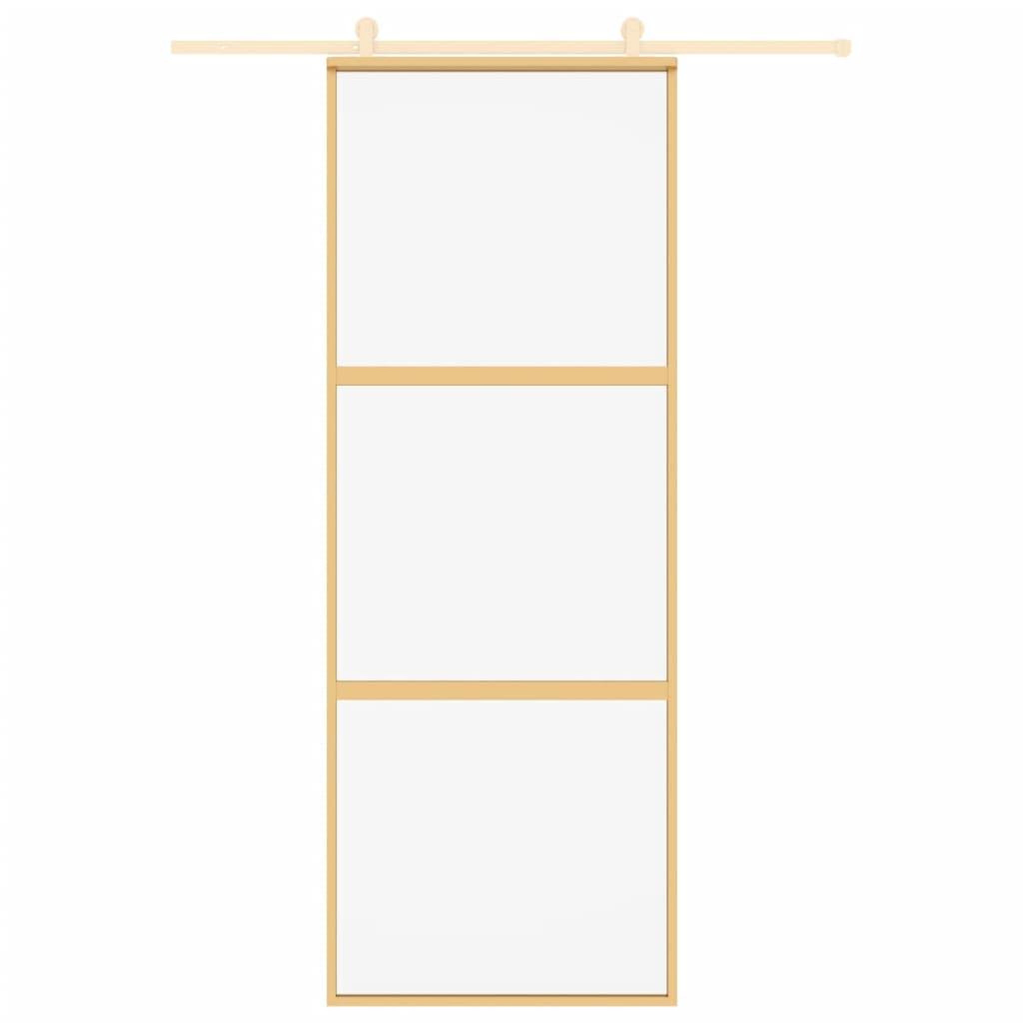 Voir la diapositive 3 : VIDAXL Porte coulissante dore 76x205 cm verre ESG clair et aluminium