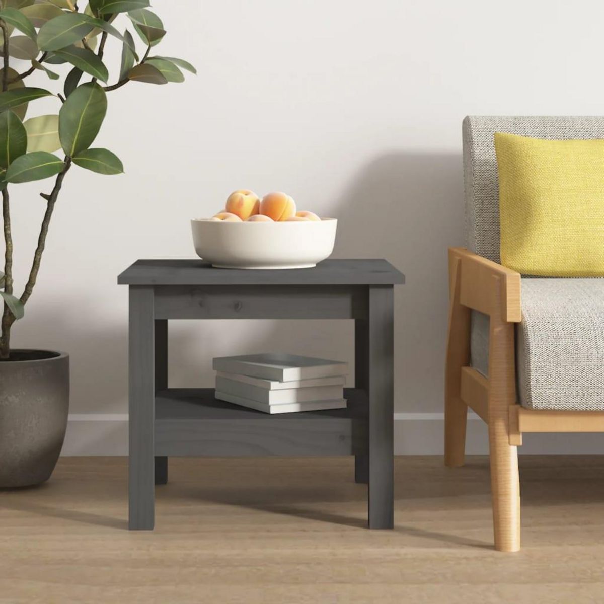 VIDAXL Table basse Gris 45x45x40 cm Bois massif de pin