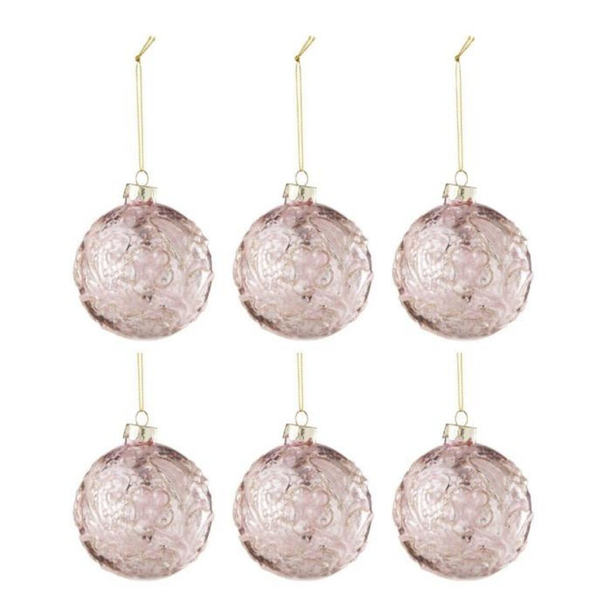 Paris Prix Lot de 6 Boules de Noël  Rosie  8cm Rose