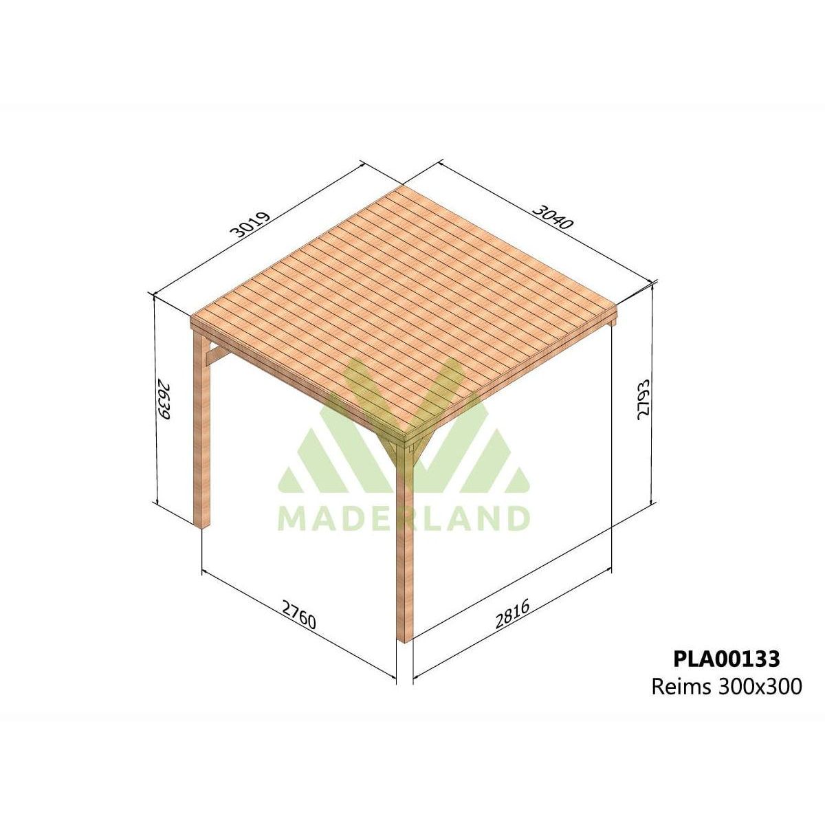 JARDIDECO Pergola adossée en bois Reims 300 x 300 cm - Maderland