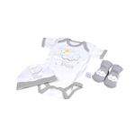 BEBE DOUCEUR Coffret de naissance avec body, bonnet et chaussettes. Coloris disponibles : Vert, Beige, Bleu, Rose, Gris, Jaune