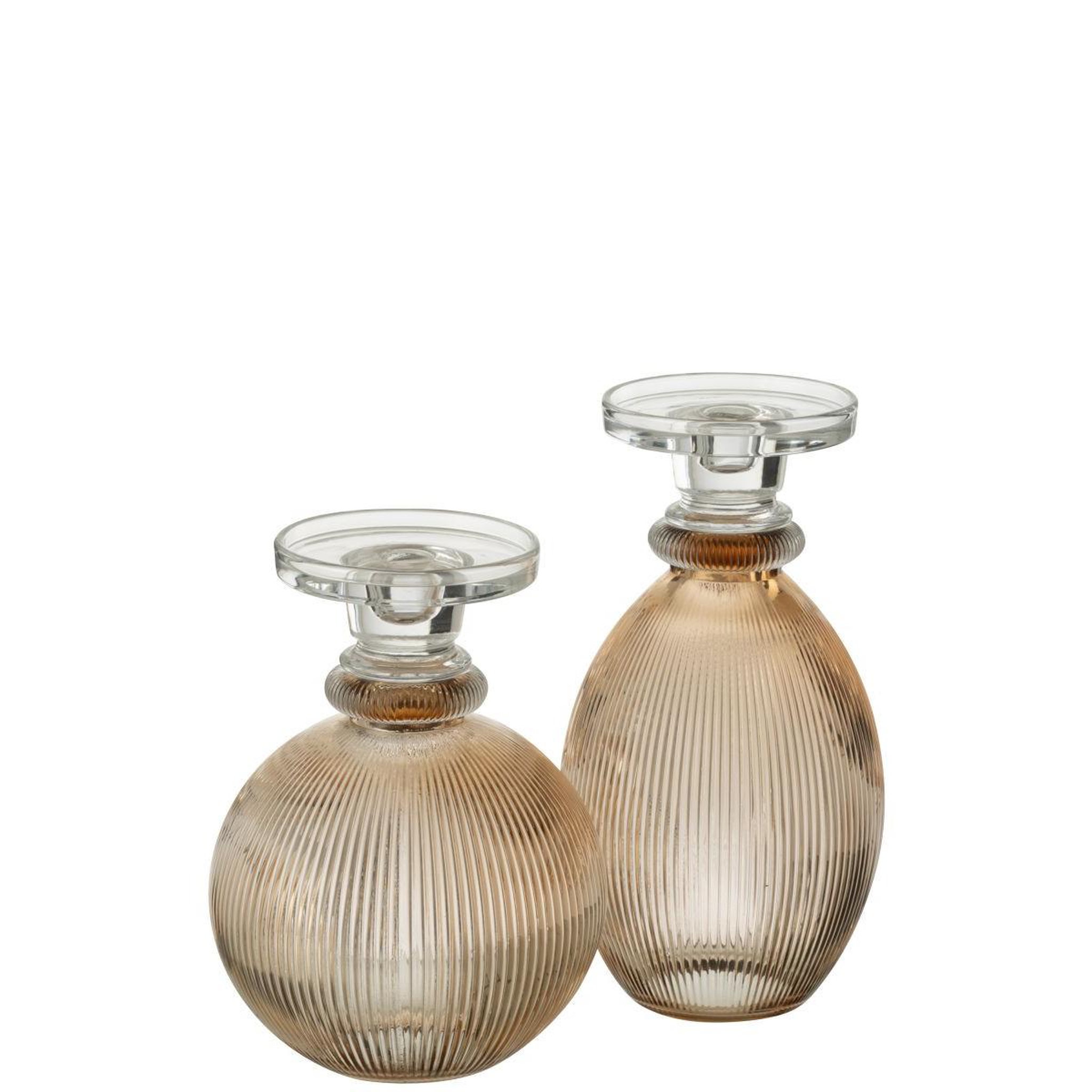 Voir la diapositive 3 : J-LINE Chandelier vase en verre  malik  28cm taupe