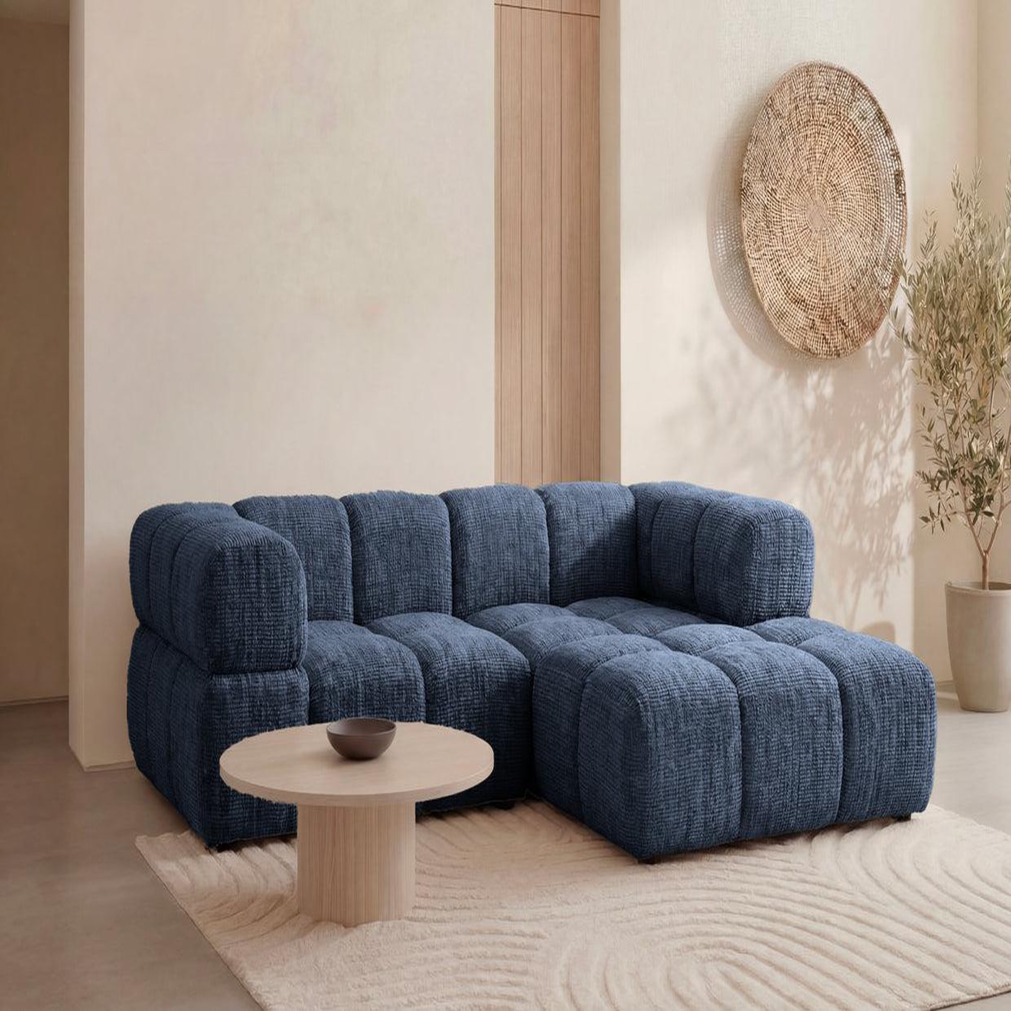 Voir la diapositive 2 : CASANOVA PARIS Gustave - canapé d'angle tissu chenille 4 places