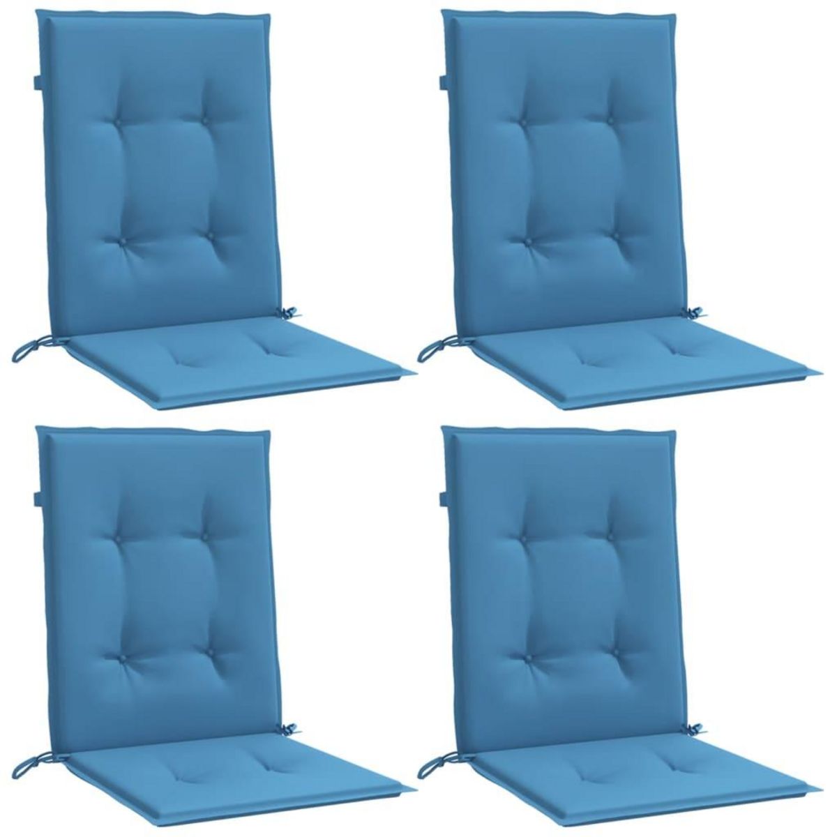 VIDAXL Coussins de chaise a dossier bas lot de 4 bleu melange tissu