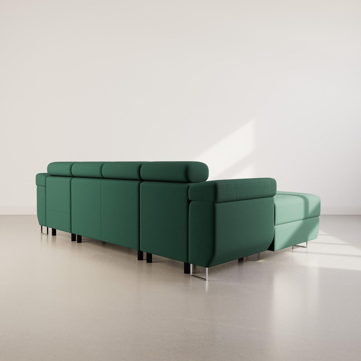 BEST MOBILIER Pablo - canapé panoramique en u - 7 places - convertible avec coffres et têtières réglables - en velours