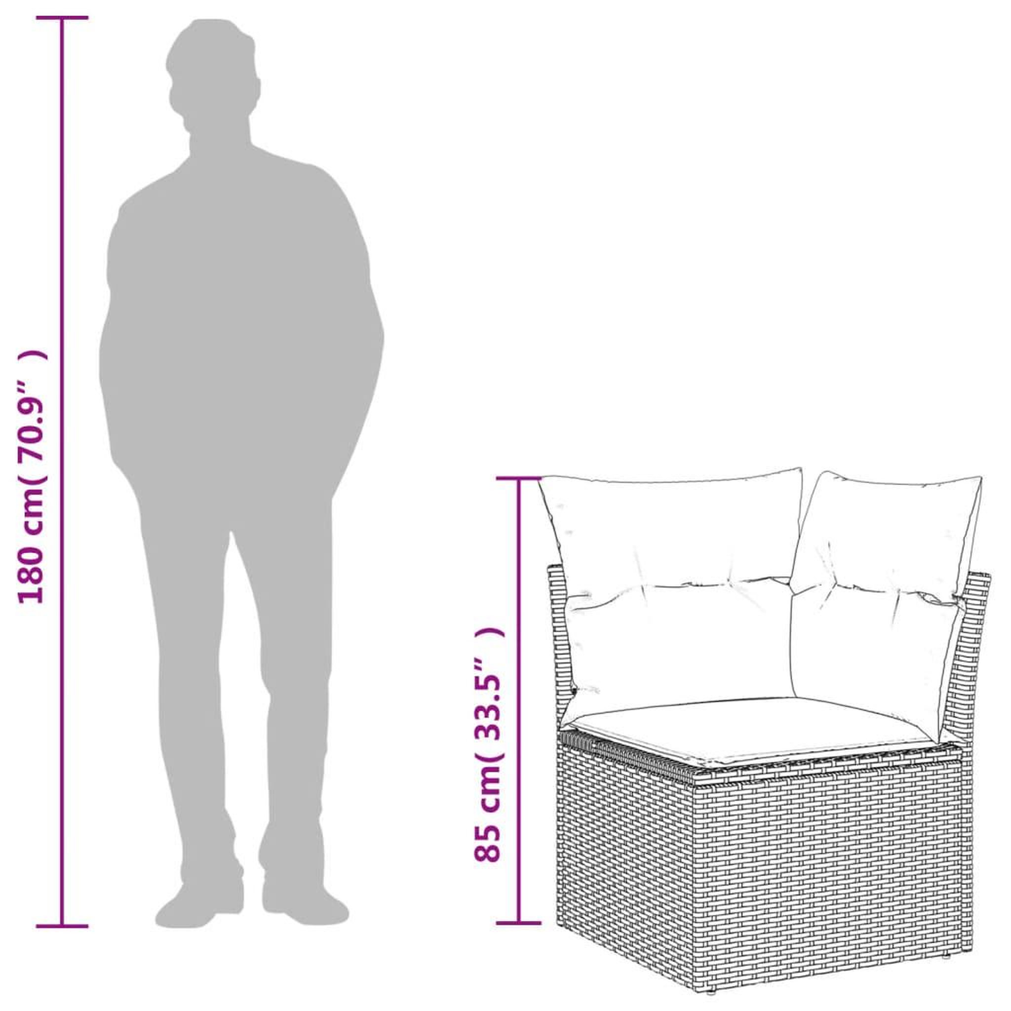 Voir la diapositive 6 : VIDAXL Canape d'angle de jardin avec coussins marron resine tressee