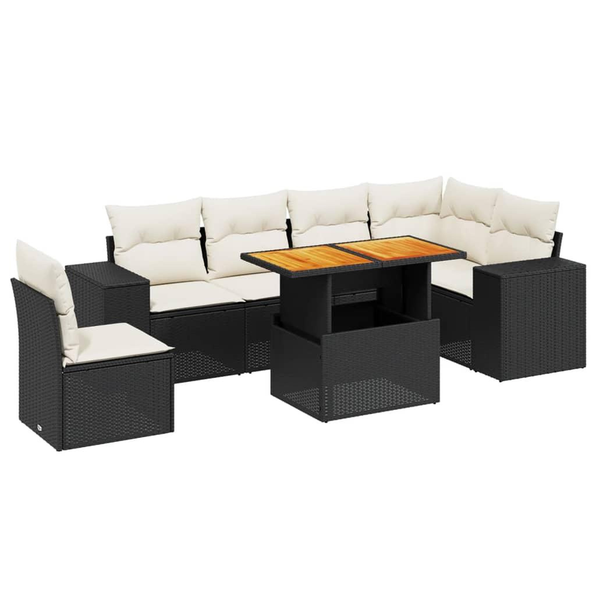 Voir la diapositive 2 : VIDAXL Salon de jardin 7 pcs avec coussins noir resine tressee