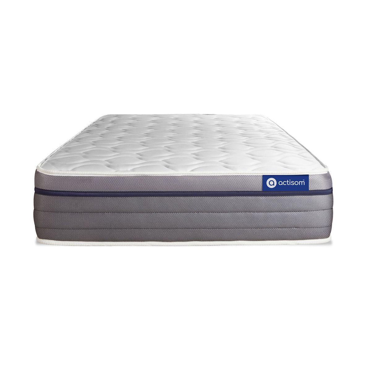 ACTISOM Ensemble matelas Latex+Mémoire de forme ACTILATEX ZEN 90x190 Maxi épaisseur 7zones de confort + sommier KIT gris