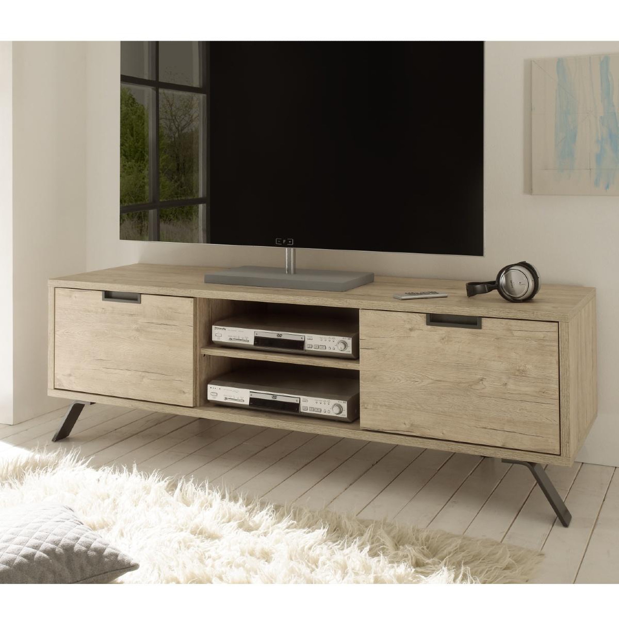Voir la diapositive 2 : JLC KREATION Meuble tv moderne en bois 160cm diana