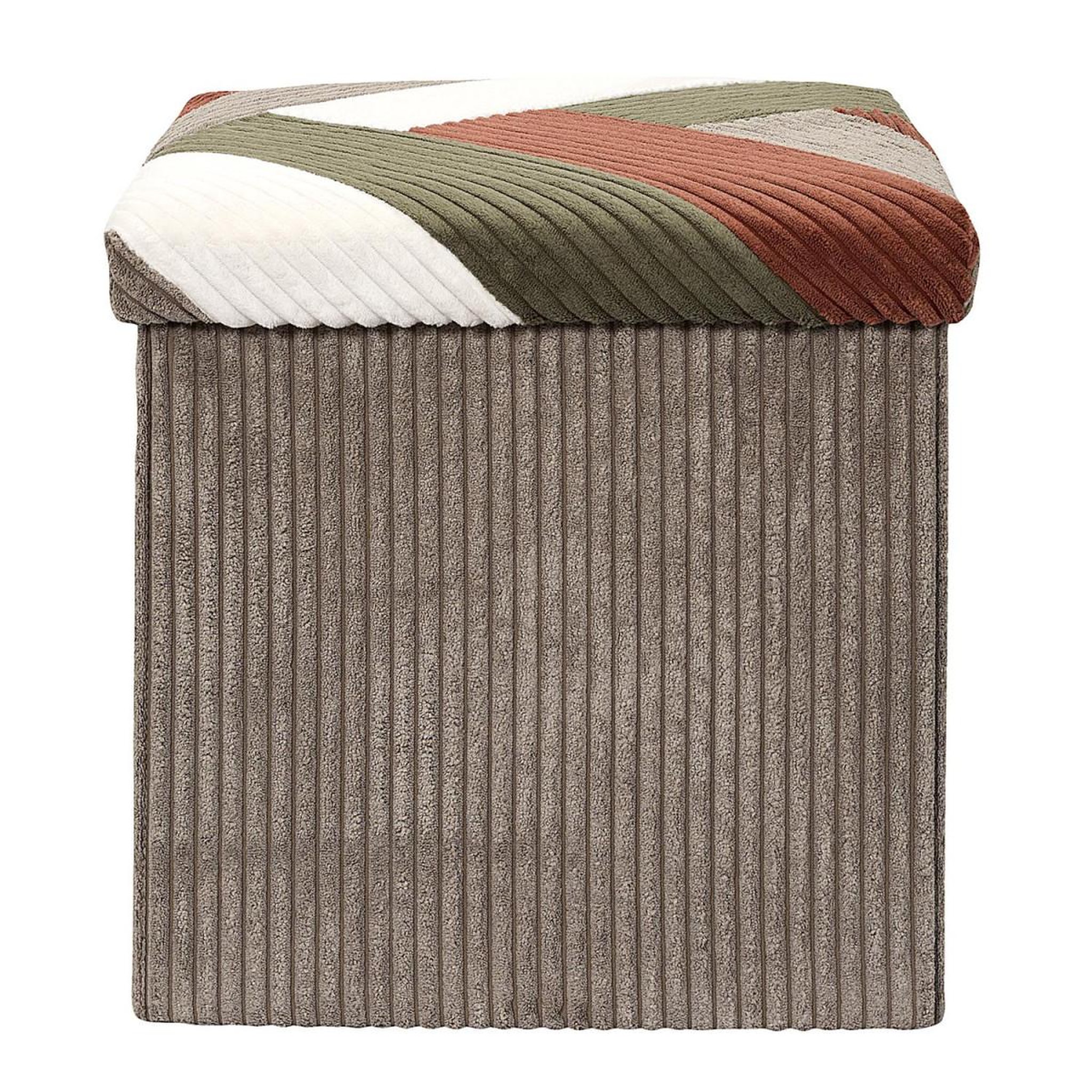 Voir la diapositive 3 : The Home Deco Factory Pouf coffre pliable côtelé  scott  38cm multicolore
