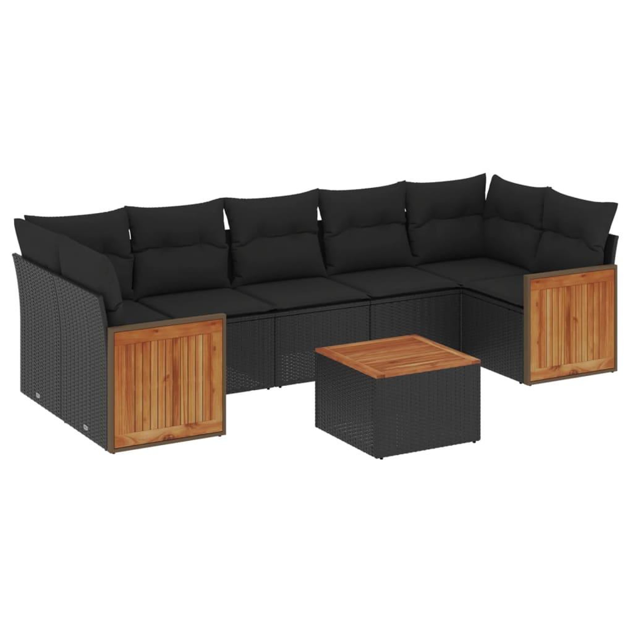 Voir la diapositive 2 : VIDAXL Salon de jardin 8 pcs avec coussins noir resine tressee