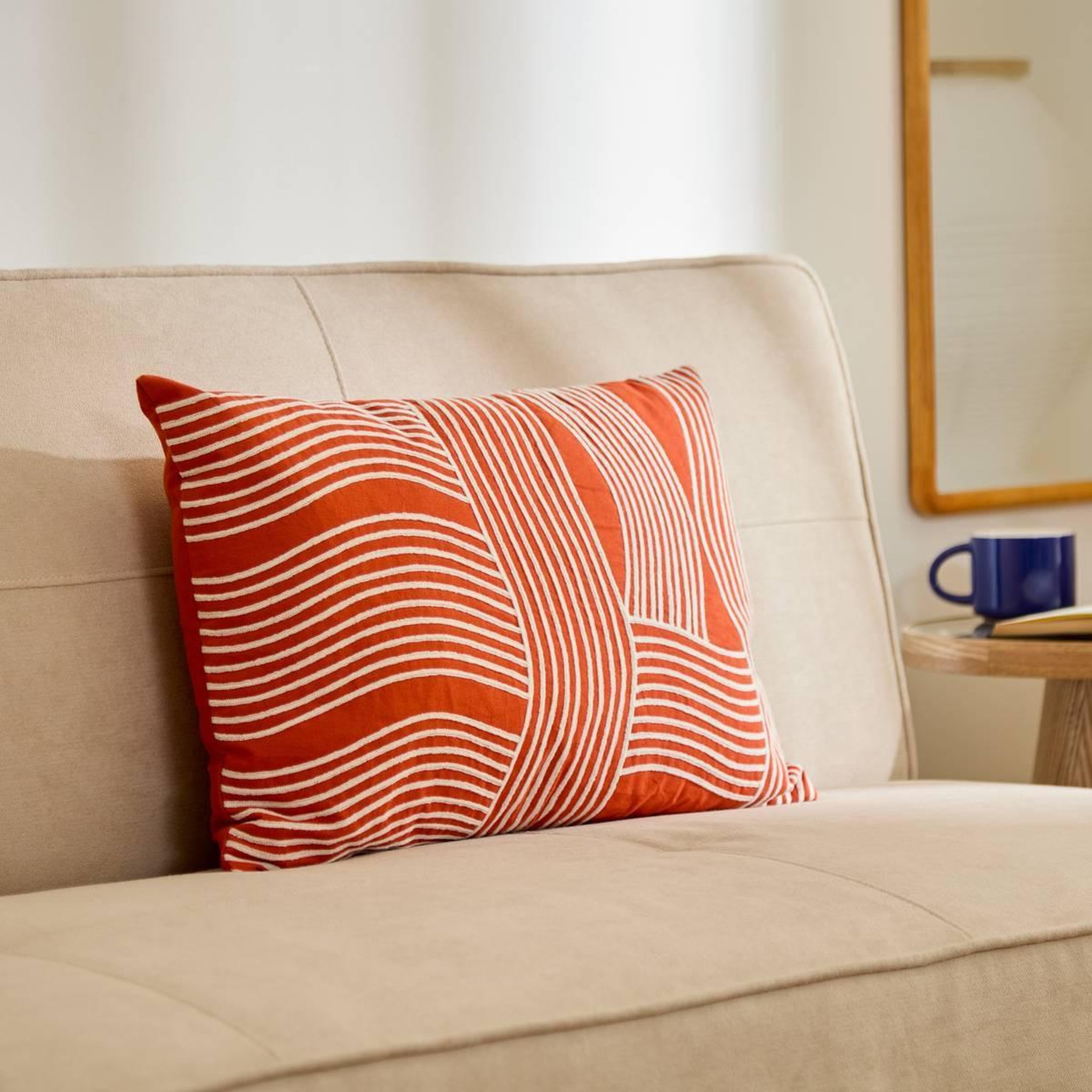 Voir la diapositive 6 : ATMOSPHERA Coussin déco en coton  nippon line  38x58cm orange