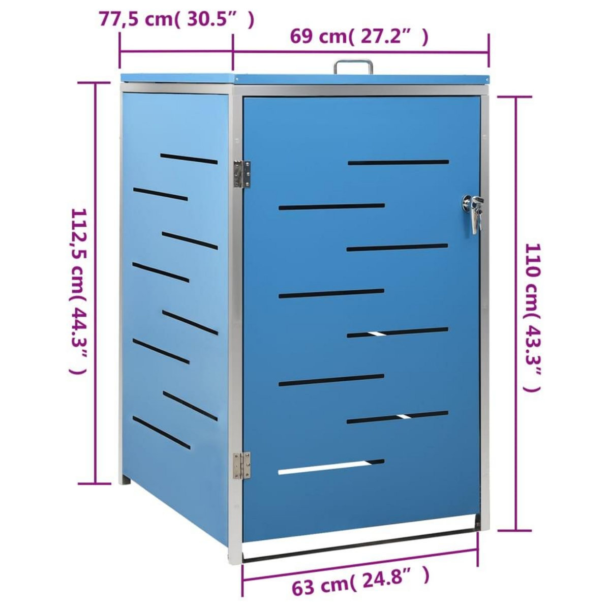 VIDAXL Abri pour poubelle 69x77,5x112,5 cm Inox