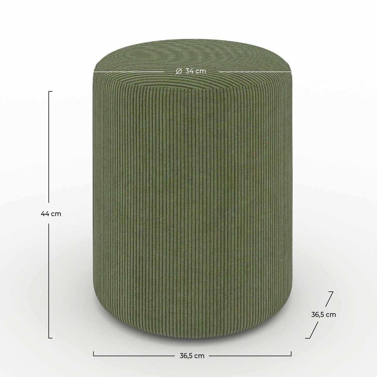 Rendez vous déco Pouf rond en velours côtelé beige - Lily