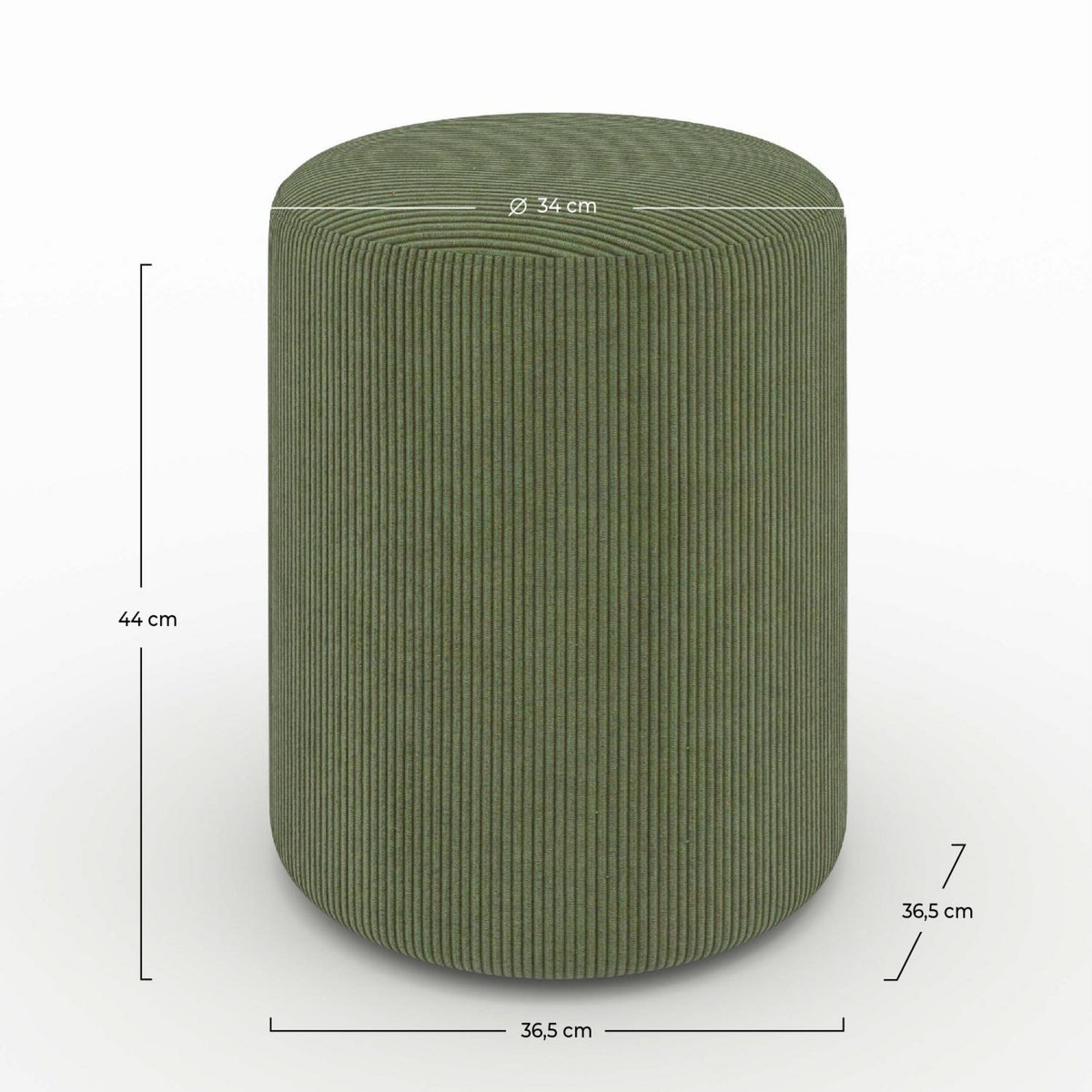 Rendez vous déco Pouf rond en velours côtelé beige - Lily