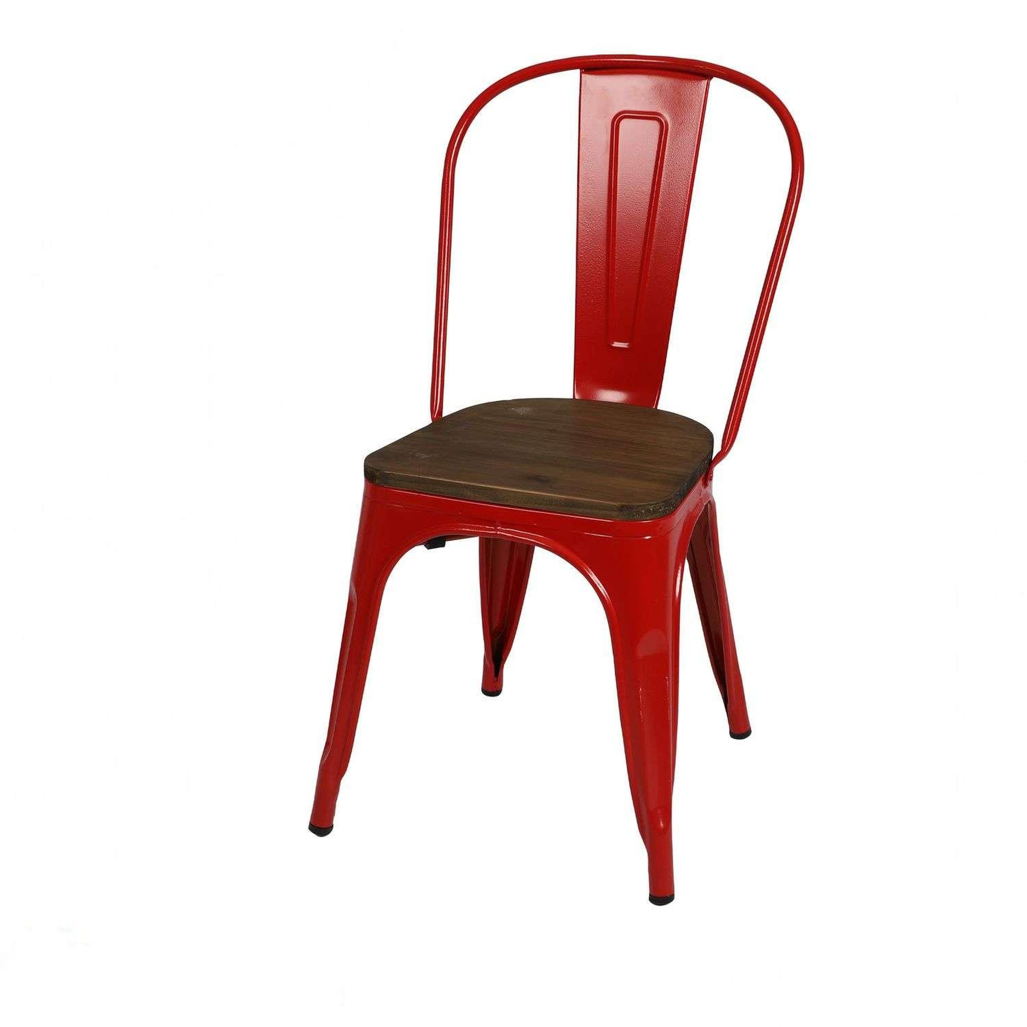 Voir la diapositive 2 : TOILINUX Lot de 4 chaises vintage liv h84 cm - rouge