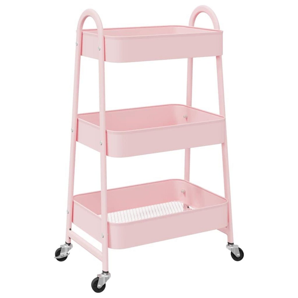 VIDAXL Chariot de rangement a 3 niveaux rose 42x41,5x77 cm acier