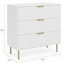 Voir la diapositive 5 : ID MARKET Commode 3 tiroirs MARCEL 80 cm lattes blanc et doré