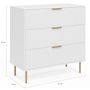 Voir la diapositive 5 : ID MARKET Commode 3 tiroirs MARCEL 80 cm lattes blanc et doré